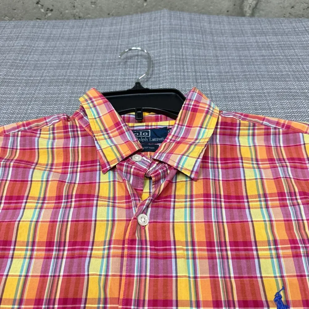 Vintage Polo‎ Ralph Lauren Shirt Men Large Plaid Colorful Preppy Y2K